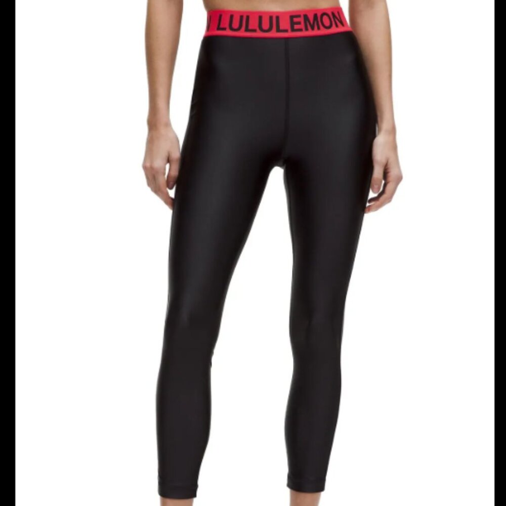 Lululemon Satin Shine High-rise Train Tight Leggings 25.5" in black/red glow